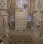 Neutral color elegant baby twin nursery pictures brown earth tones tan beige antique white luxurious custom