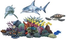 kids murals mural underwater mural pirate shark scuba diver sealife ship wreck tropical fish wall stickers decals wallies wallpaper cut outs