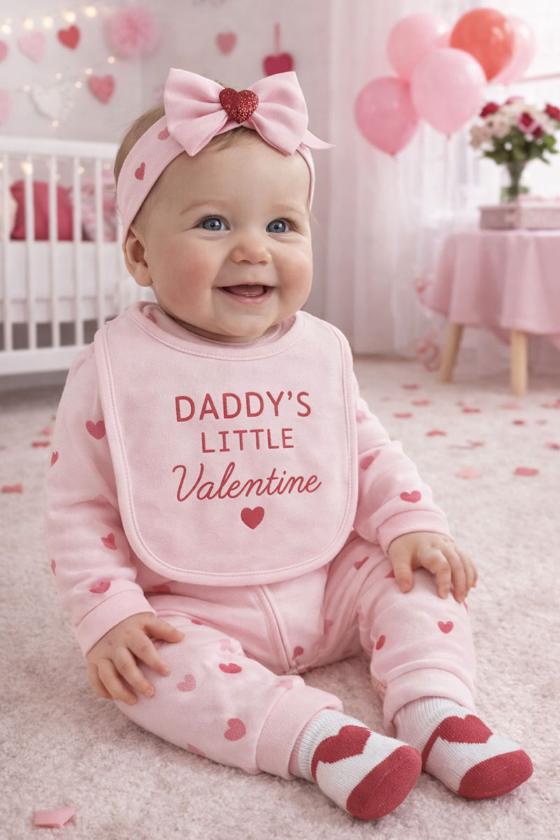 Sweet candy hearts Baby's 1st Valentine's Day bib in pastel colors