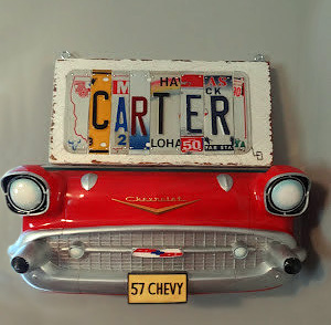 1957 Chevrolet car wall shelf decor decoration in a classic vintage car baby boy nursery theme.