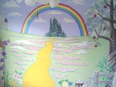 We're Off to see the Wizard!  Follow the Yellow Brick Road Wizard of Oz Baby Nursery Wall Mural