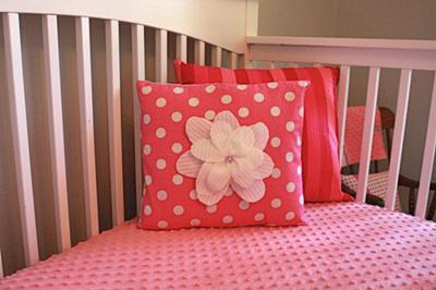 Pillows I made for my baby girl's watermelon pink and gray nursery.  