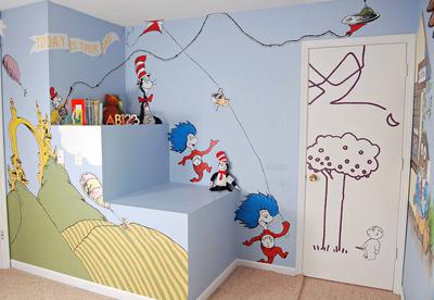 Dr Seuss Thing 1 Thing 2 wall mural painting