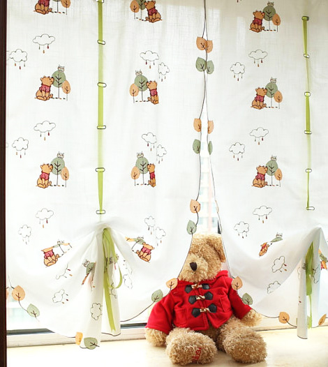 Winnie the pooh sheer curtains fabric window treatments nursery baby