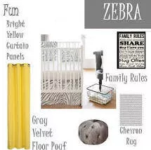 Yellow White and Gray Zebra Nursery Theme