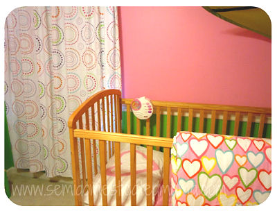 Baby girl pink hearts IKEA crib duvet pillow case and green blanket