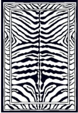 Zebra print rectangle shape area rug for a baby nursery room